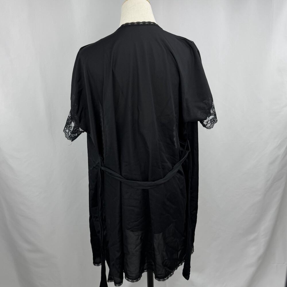 Vintage Sears Black Lace Lingerie Set Robe Slip Dress Sheer Babydoll 70s 80s Sm - Picture 6 of 8